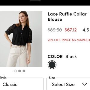Ann Taylor Black Lace Button-Up Top